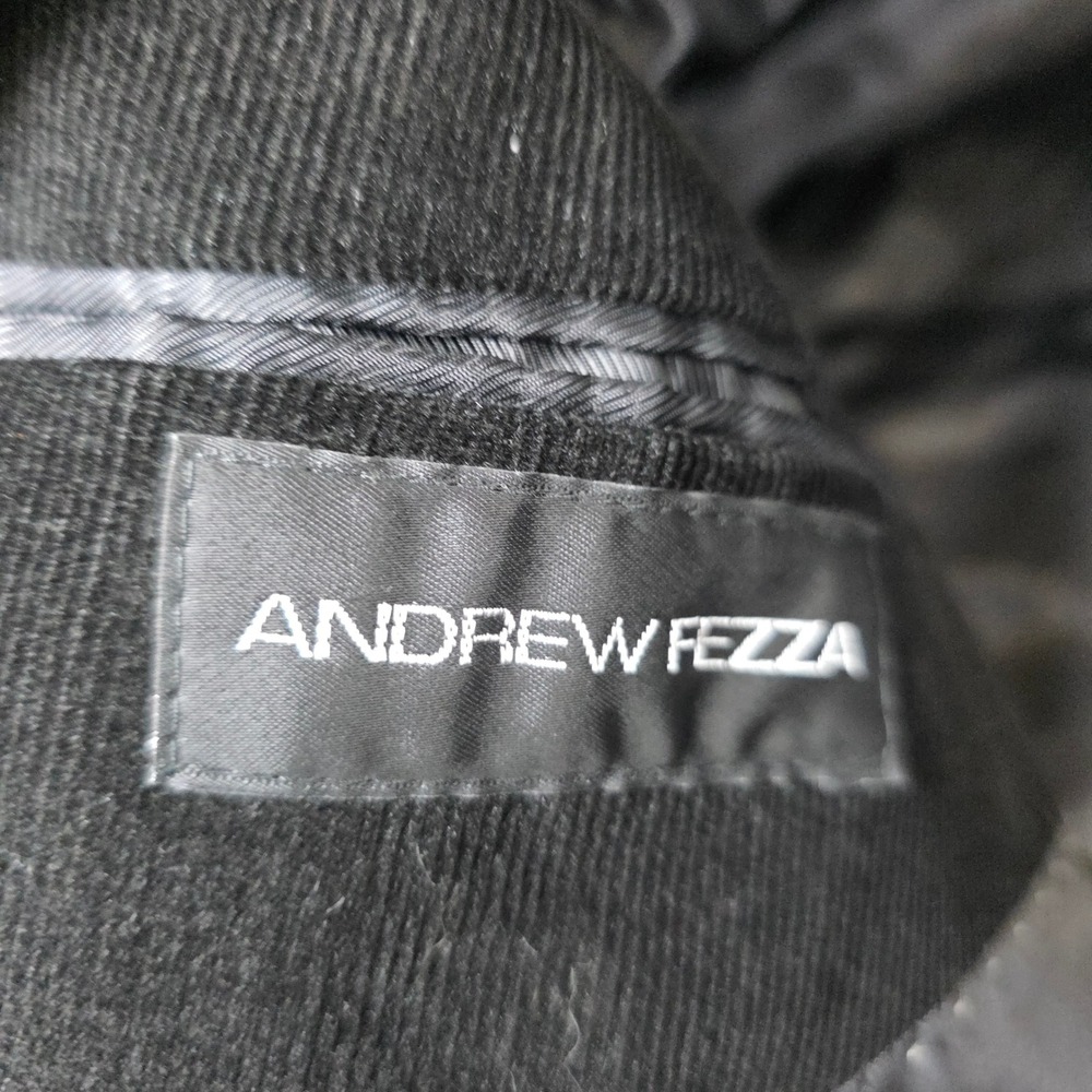 Andrew Fezza Men's 54L Corduroy Blazer Black Two Button Sport Coat Jacket Lined - Picture 2 of 11